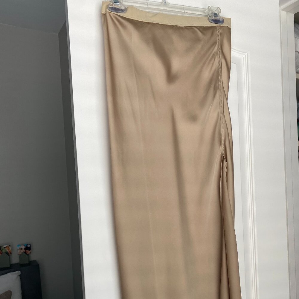 Free People Satin Midi Skirt w/ Slit
